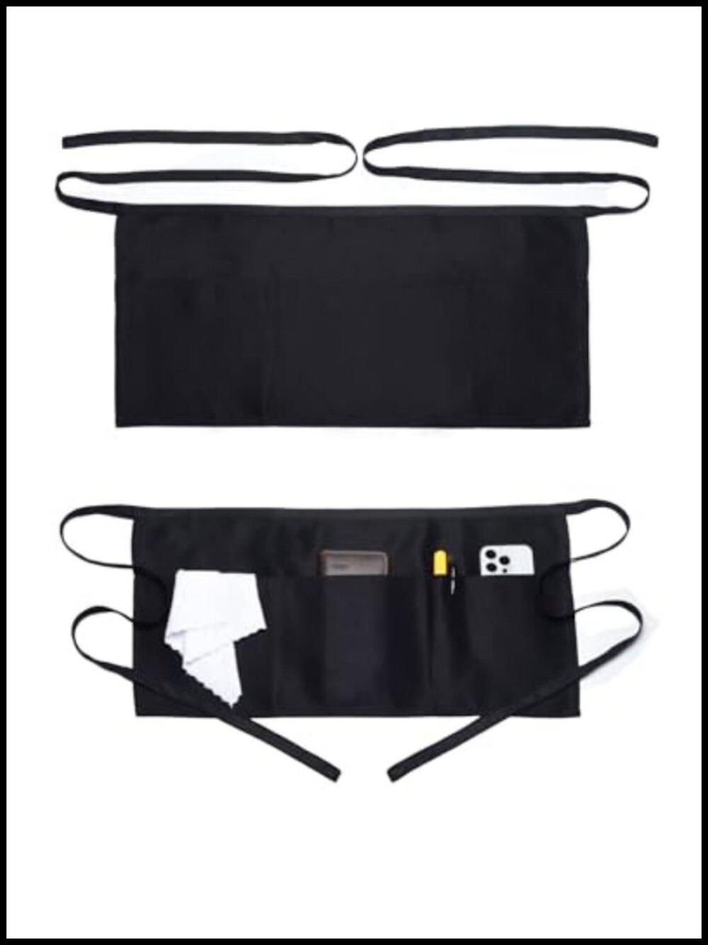 2 Pack Waist Apron 4 Pockets Waterdrop Resistant Short Server Waitress